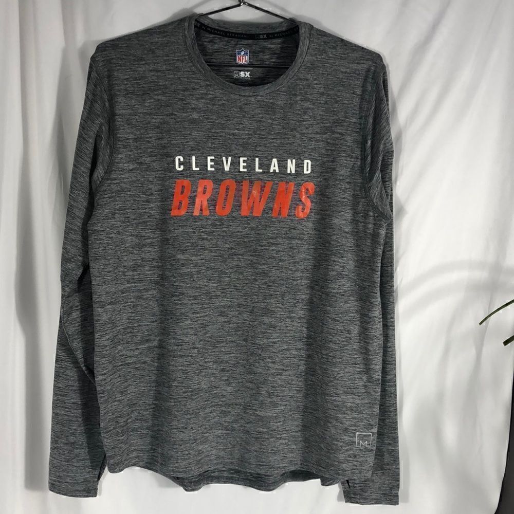 NFL MSX by Michael Strahan Heathered Gray Browns Performance Long Sleeve Tee